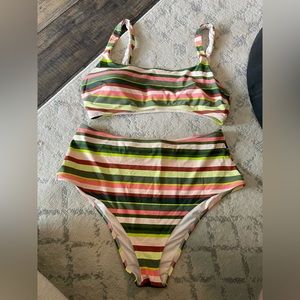 Aerie pink and green bikini set